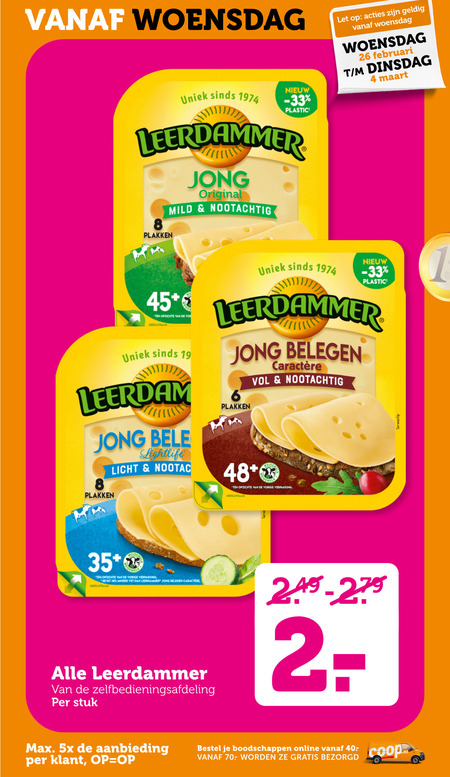 Leerdammer   kaasplakken folder aanbieding bij  Coop - details