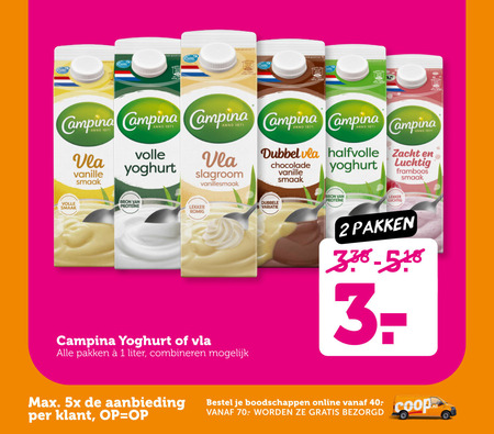 Campina   vla, yoghurt folder aanbieding bij  Coop - details