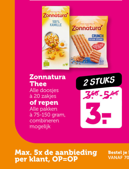 Zonnatura   mueslireep, thee folder aanbieding bij  Coop - details