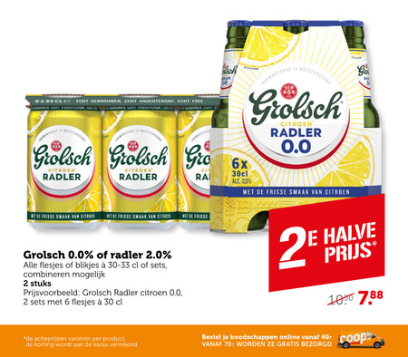 Grolsch   radler bier folder aanbieding bij  Coop - details