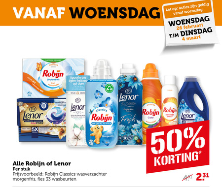 Robijn   wasmiddel, wasverzachter folder aanbieding bij  Coop - details