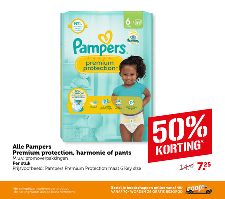 Pampers   luiers, luierbroekjes folder aanbieding bij  Coop - details