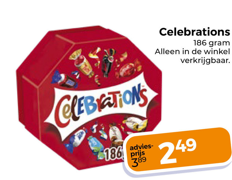 Celebrations   mini chocoladerepen folder aanbieding bij  Trekpleister - details