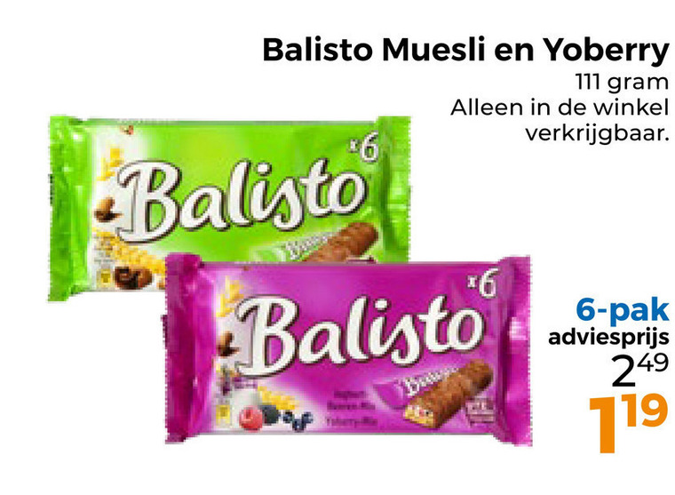 Balisto   mueslireep folder aanbieding bij  Trekpleister - details