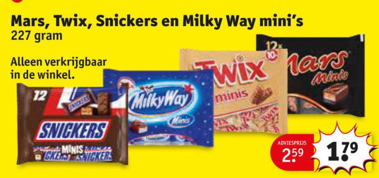 Mars   mini chocoladerepen folder aanbieding bij  Kruidvat - details