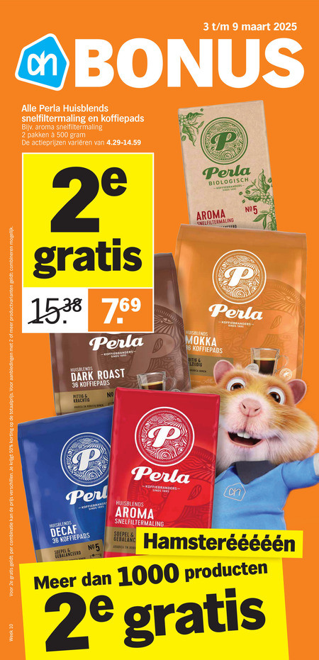 Perla   koffiepad, koffiebonen folder aanbieding bij  Albert Heijn - details