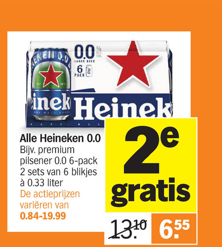 Heineken 0.0   krat bier, blikje bier folder aanbieding bij  Albert Heijn - details