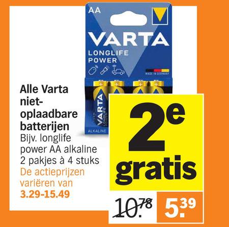 Varta   batterij folder aanbieding bij  Albert Heijn - details