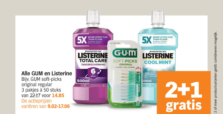 G.U.M.   mondwater folder aanbieding bij  Albert Heijn - details