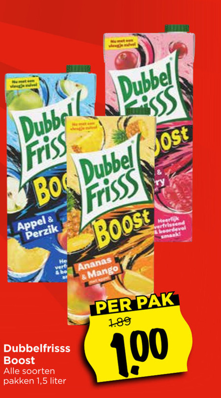 Dubbelfrisss   fruitdrank folder aanbieding bij  Vomar - details