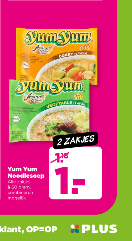 Yum Yum   noodles folder aanbieding bij  Plus - details