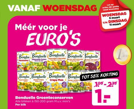 Bonduelle   groenteconserven folder aanbieding bij  Plus - details