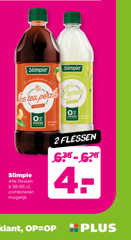 Slimpie   limonadesiroop folder aanbieding bij  Plus - details