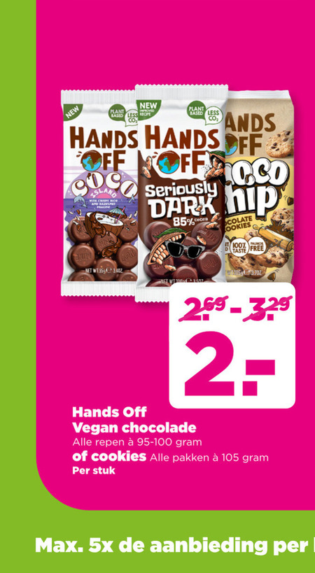 Hands off   chocolade folder aanbieding bij  Plus - details