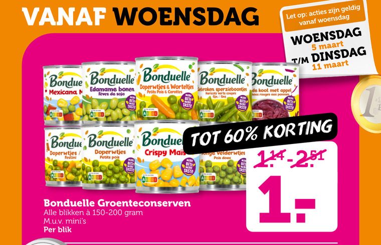 Bonduelle   groenteconserven folder aanbieding bij  Coop - details