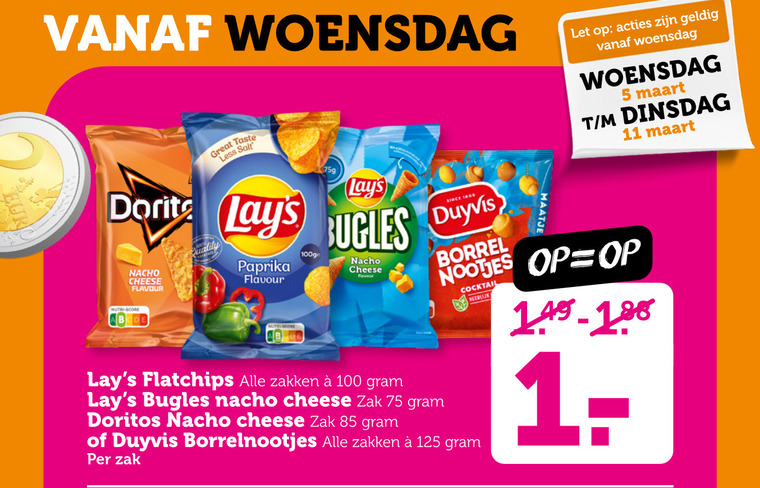 Lays   chips, borrelnootjes folder aanbieding bij  Coop - details