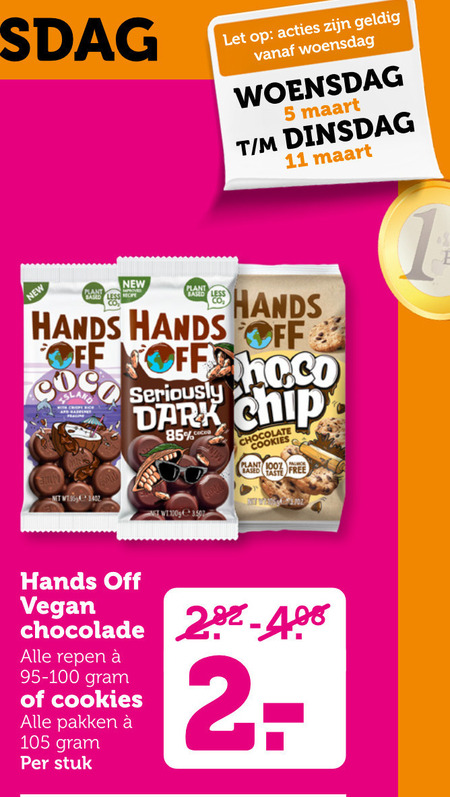 Hands off   chocolade folder aanbieding bij  Coop - details