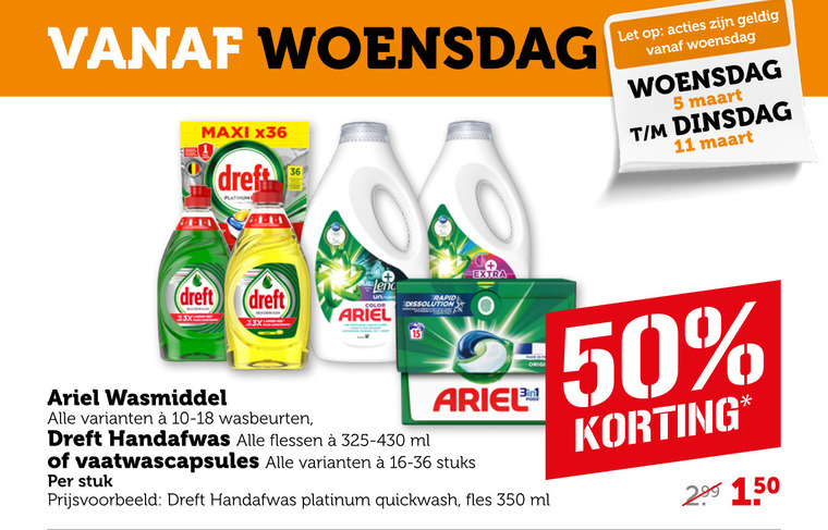 Ariel   vaatwasmiddel, wasmiddel folder aanbieding bij  Coop - details