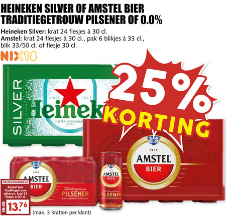 Heineken Silver   blikje bier, krat bier folder aanbieding bij  MCD Supermarkt Basis - details