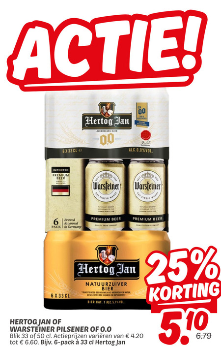 Hertog Jan   blikje bier, alcoholvrij bier folder aanbieding bij  Dekamarkt - details