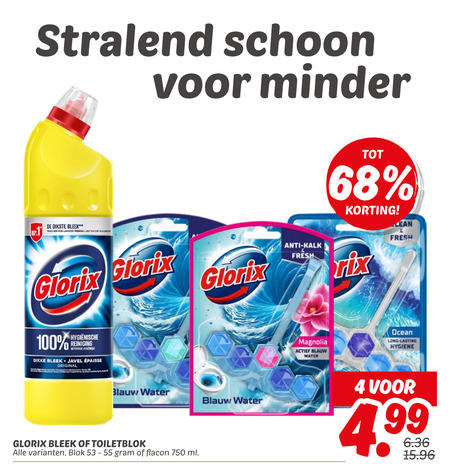 Glorix   toiletblok, bleekmiddel folder aanbieding bij  Dekamarkt - details