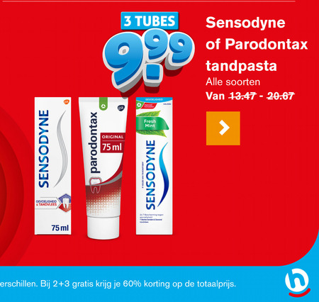 Sensodyne   tandpasta folder aanbieding bij  Hoogvliet - details