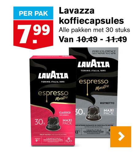 Lavazza   koffiecups folder aanbieding bij  Hoogvliet - details