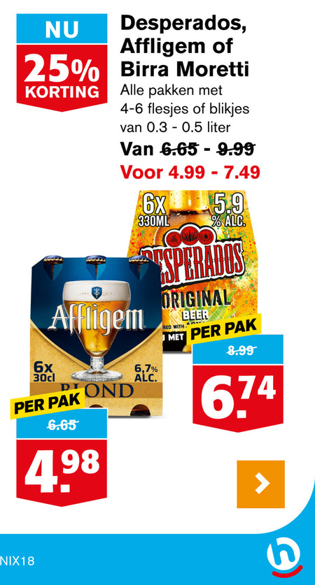 Desperados   speciaalbier, blikje bier folder aanbieding bij  Hoogvliet - details