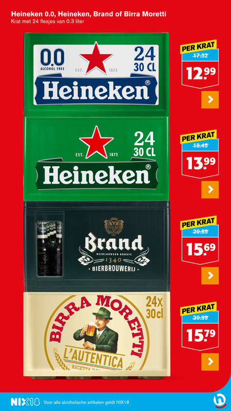 Heineken 0.0   krat bier folder aanbieding bij  Hoogvliet - details