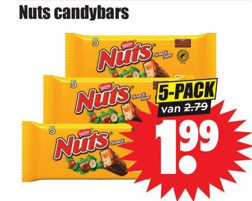 Nuts   chocoladereep folder aanbieding bij  Dirk - details