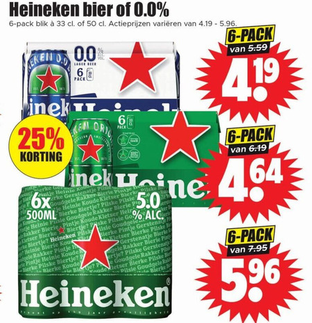 Heineken 0.0   blikje bier folder aanbieding bij  Dirk - details