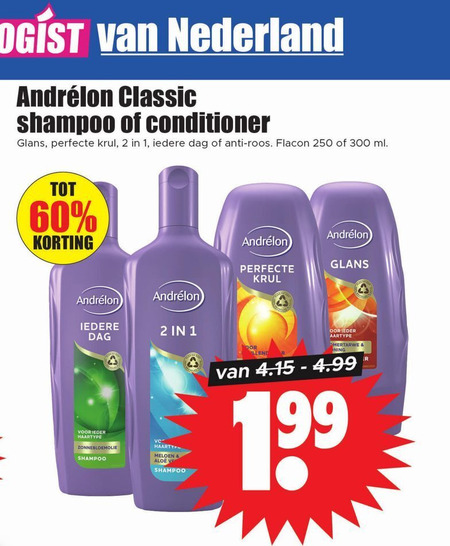 Andrelon   conditioner, shampoo folder aanbieding bij  Dirk - details