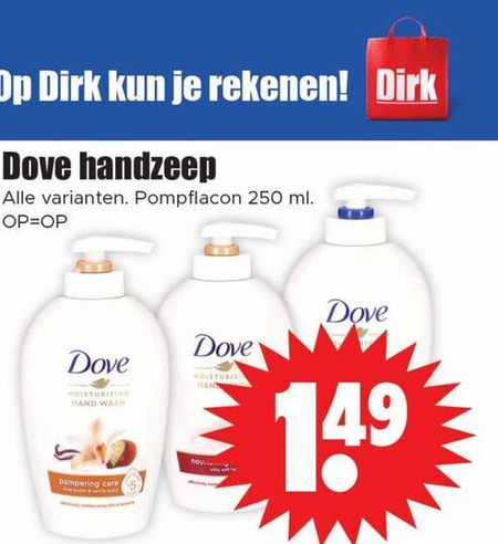 Dove   handzeep folder aanbieding bij  Dirk - details