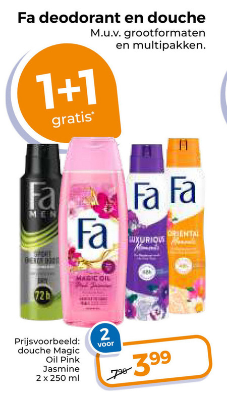 Fa   douchegel, deodorant folder aanbieding bij  Trekpleister - details