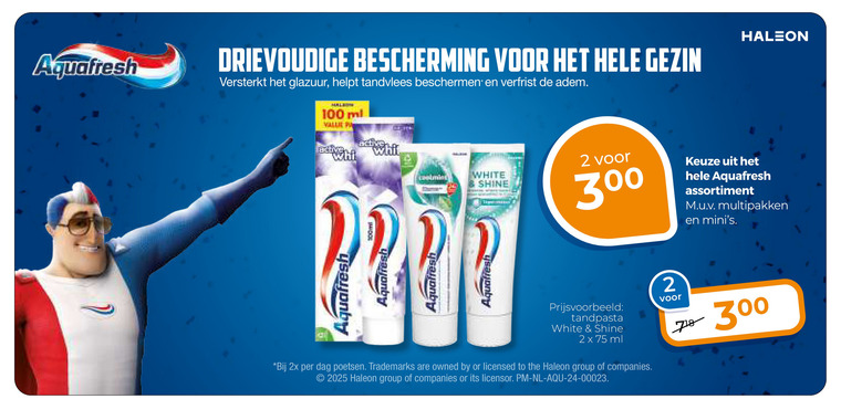 Aquafresh   tandpasta folder aanbieding bij  Trekpleister - details