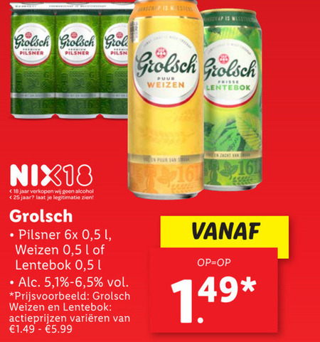 Grolsch   blikje bier, speciaalbier folder aanbieding bij  Lidl - details