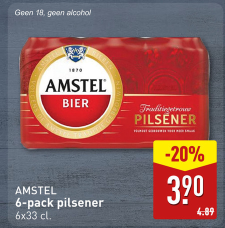 Amstel   blikje bier folder aanbieding bij  Aldi - details