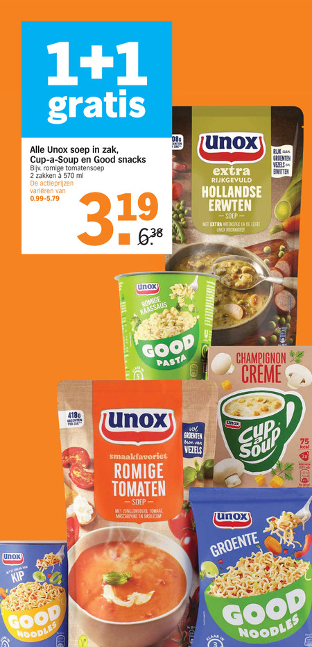 Unox   soep, noodles folder aanbieding bij  Albert Heijn - details