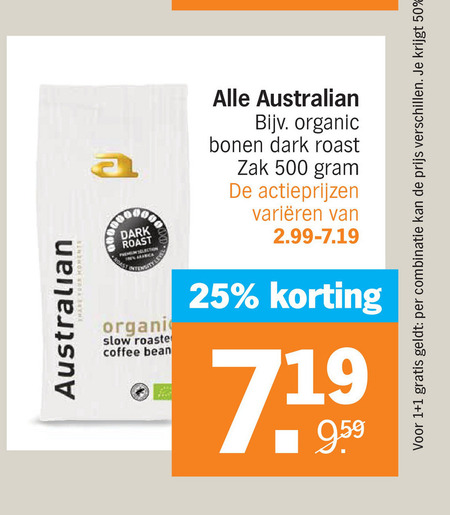 Australian   koffie, koffiebonen folder aanbieding bij  Albert Heijn - details