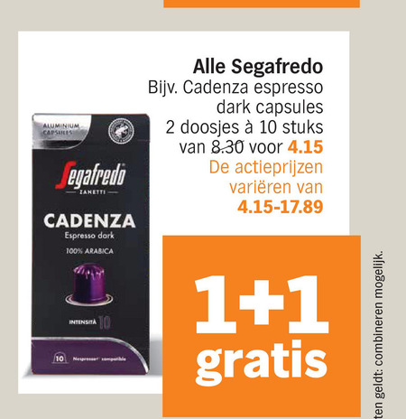 Segafredo   koffie, koffiecups folder aanbieding bij  Albert Heijn - details