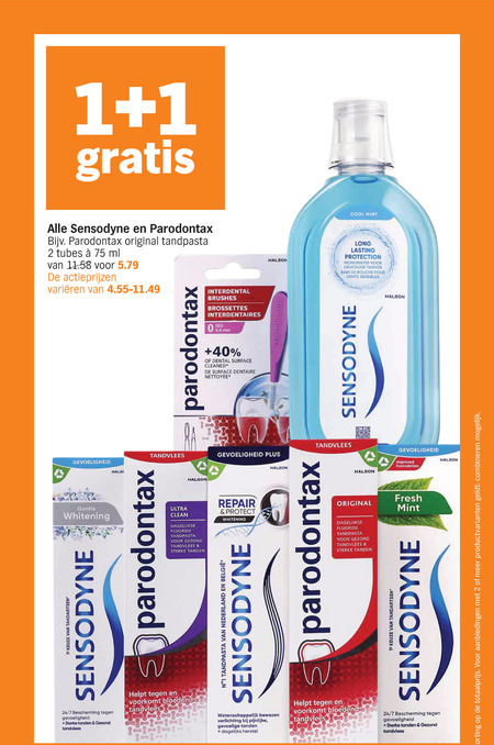 Paradontax   tandpasta, mondwater folder aanbieding bij  Albert Heijn - details