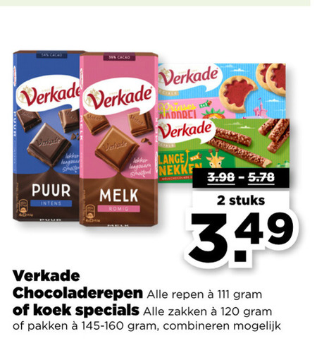 Verkade   biscuits, chocolade folder aanbieding bij  Plus - details