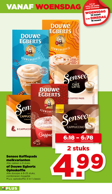 Douwe Egberts Senseo   koffiepad, oploskoffie folder aanbieding bij  Plus - details