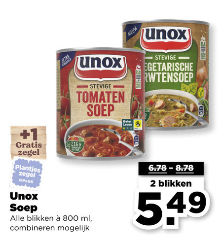 Unox   soep folder aanbieding bij  Plus - details