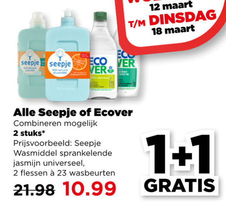 Ecover   wasmiddel folder aanbieding bij  Plus - details