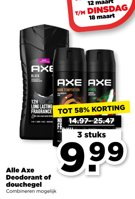 Axe   deodorant, douchegel folder aanbieding bij  Plus - details