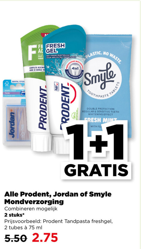 Jordan   tandpasta, tandenstokers folder aanbieding bij  Plus - details