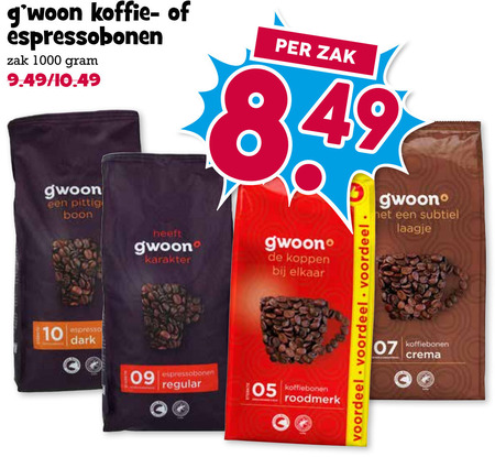 Gwoon   koffiebonen folder aanbieding bij  Boons Markt - details