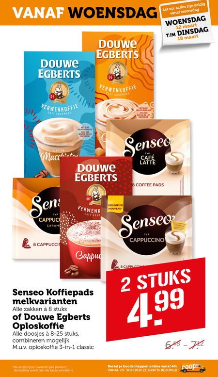 Douwe Egberts Senseo   koffiepad, oploskoffie folder aanbieding bij  Coop - details