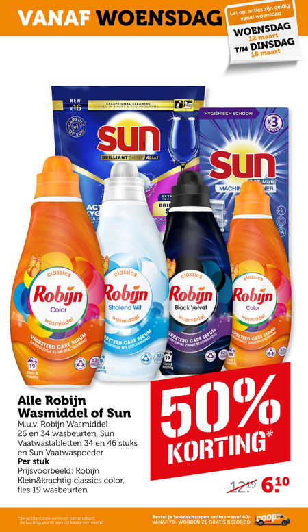 Sun   wasmiddel, vaatwasmiddel folder aanbieding bij  Coop - details